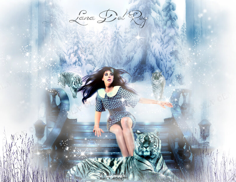 Woman with Tigers — White