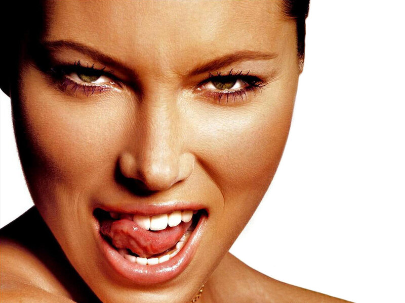 Woman with Tongue Out — Brown, Intense