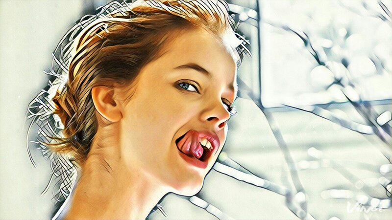 Woman with Tongue Out — White