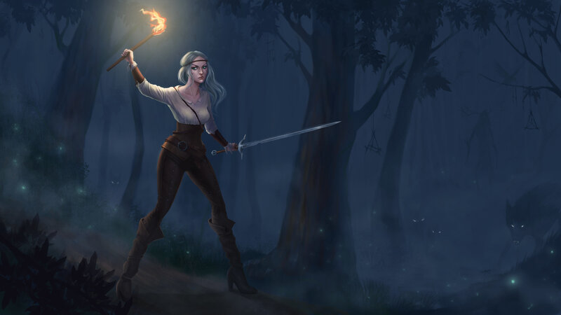 Woman with Torch and Sword