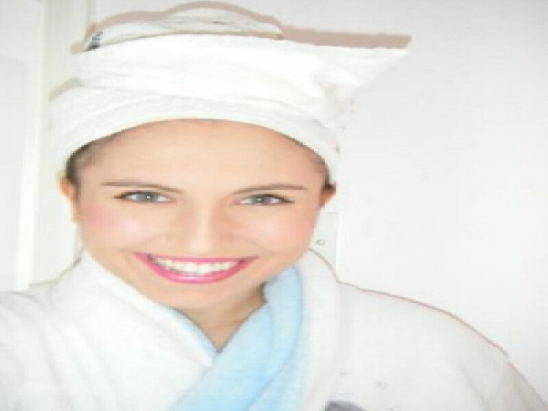 woman with towel on head