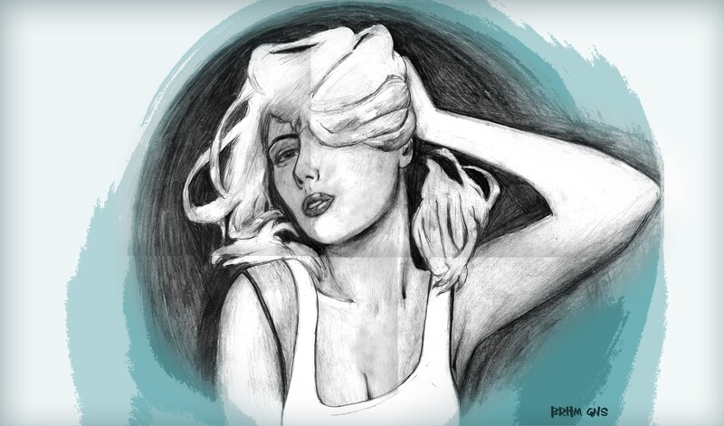 woman with towel on head