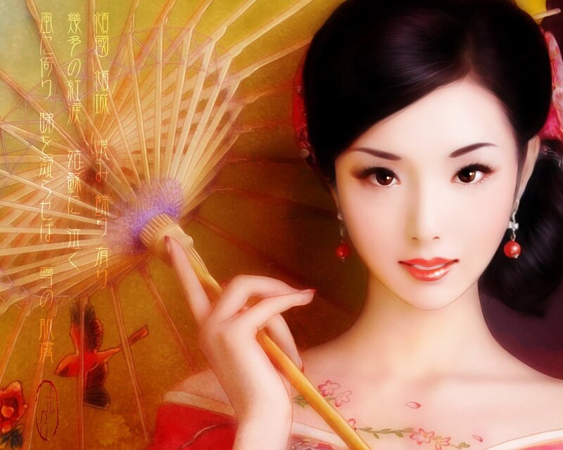 woman with traditional fan
