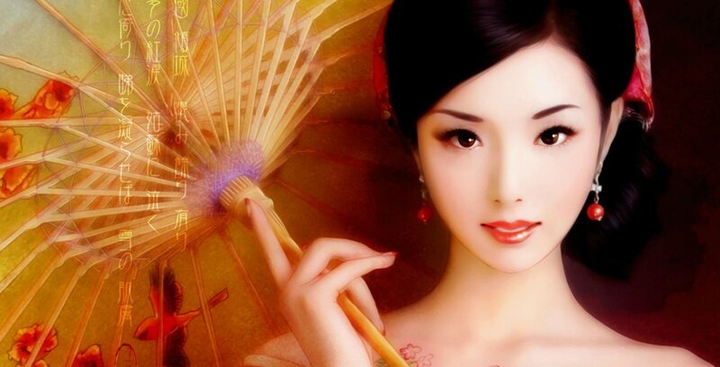 woman with traditional umbrella