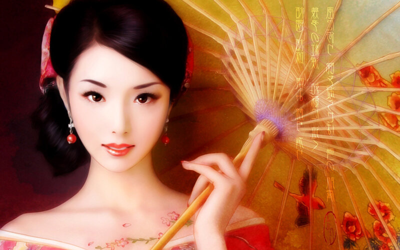 woman with traditional umbrella