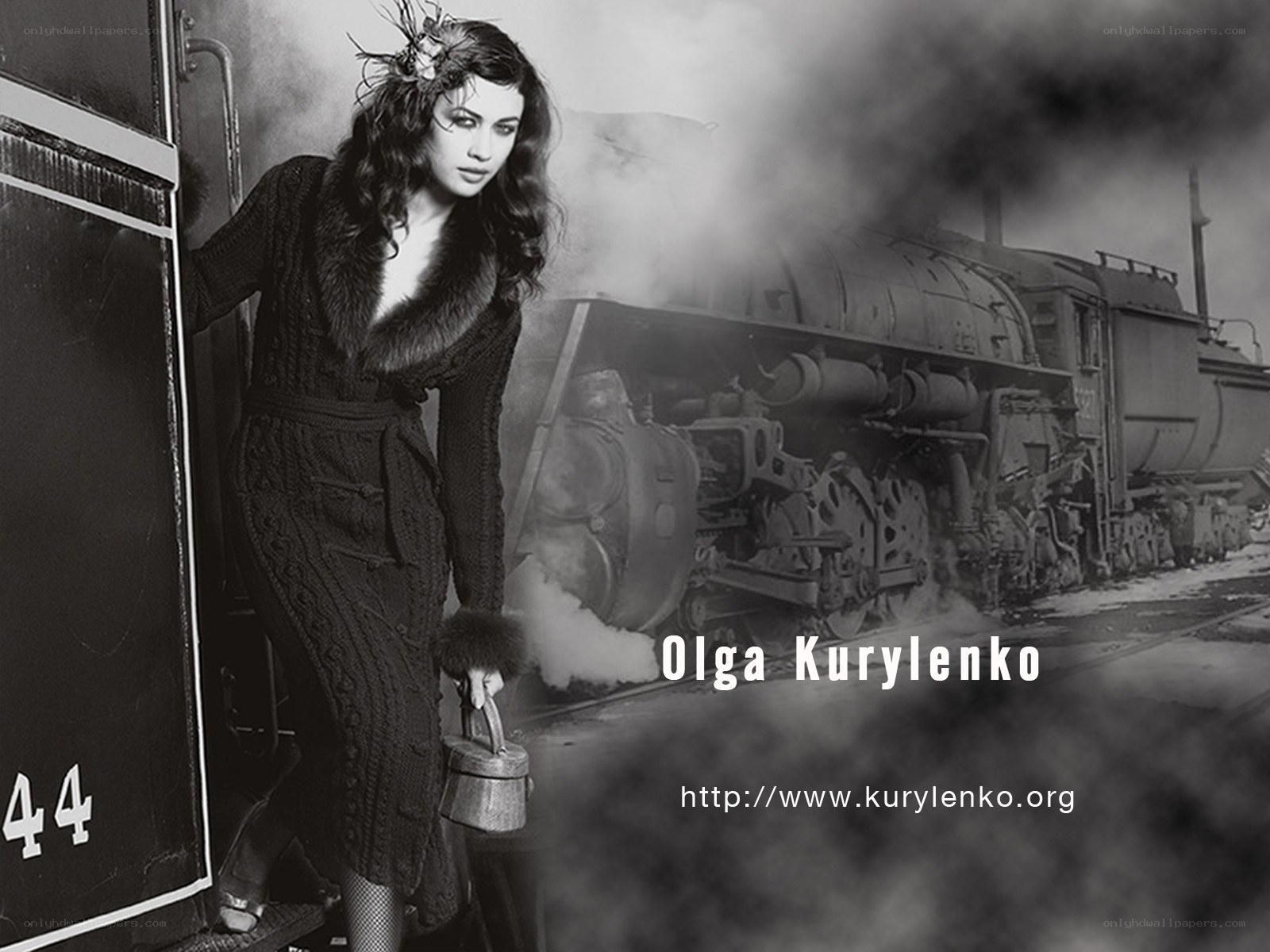 woman with train background