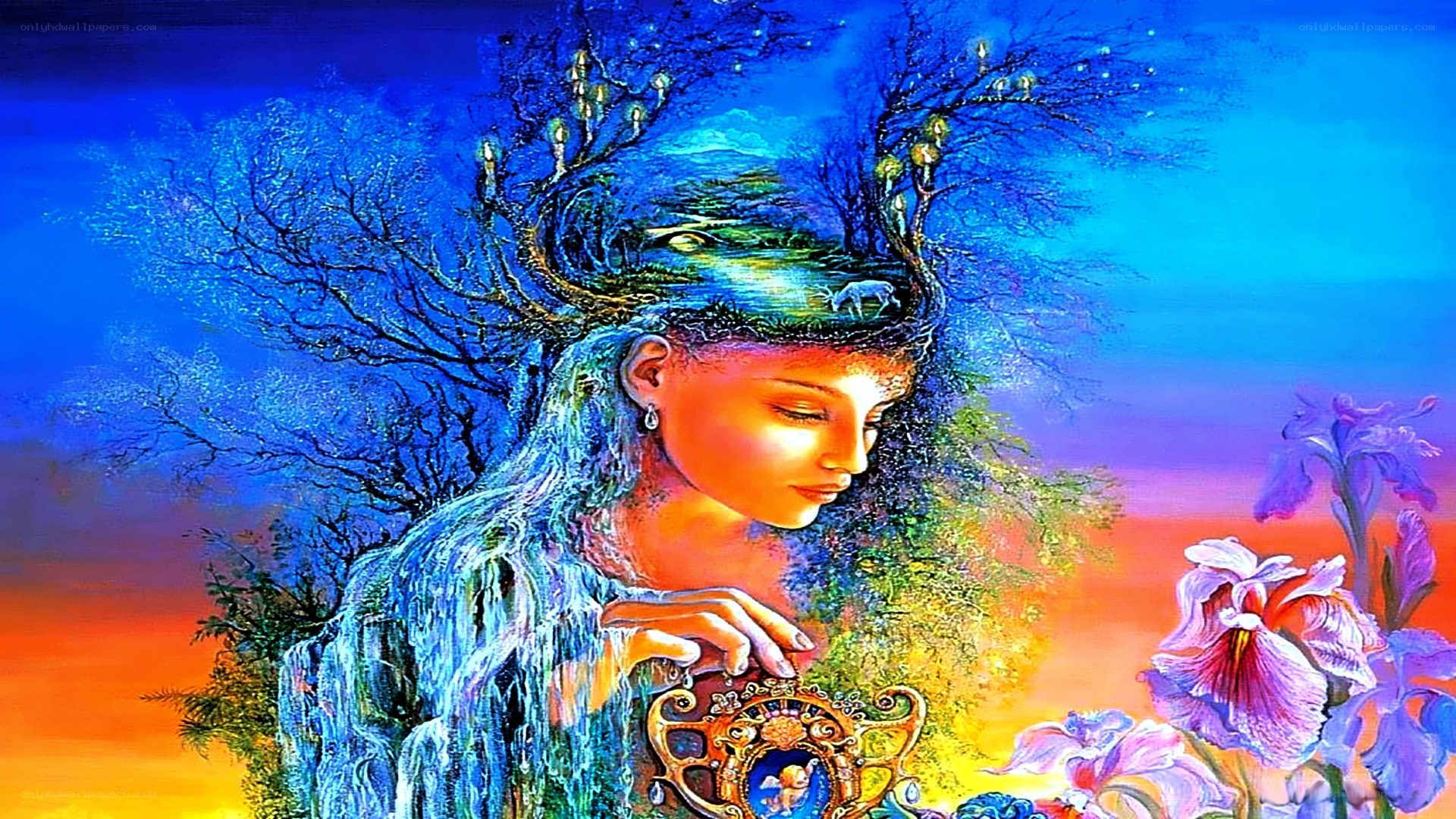 woman with tree crown