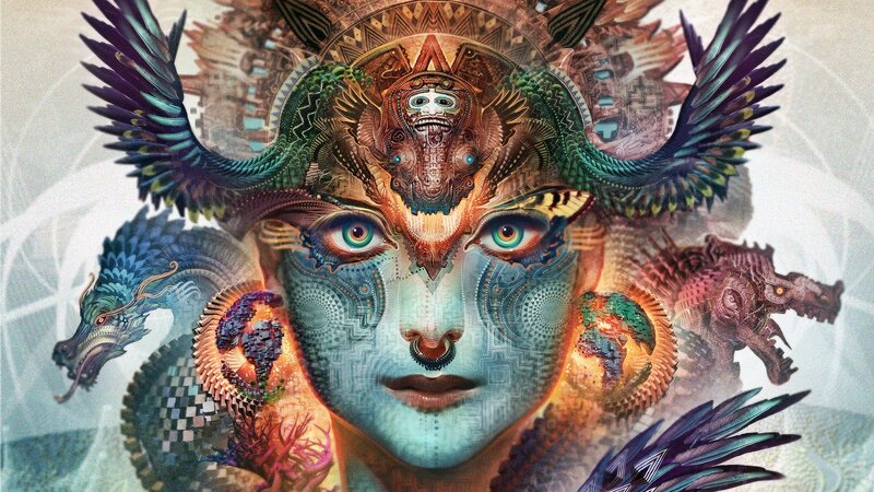 Woman with Tribal Face Paint — Blue