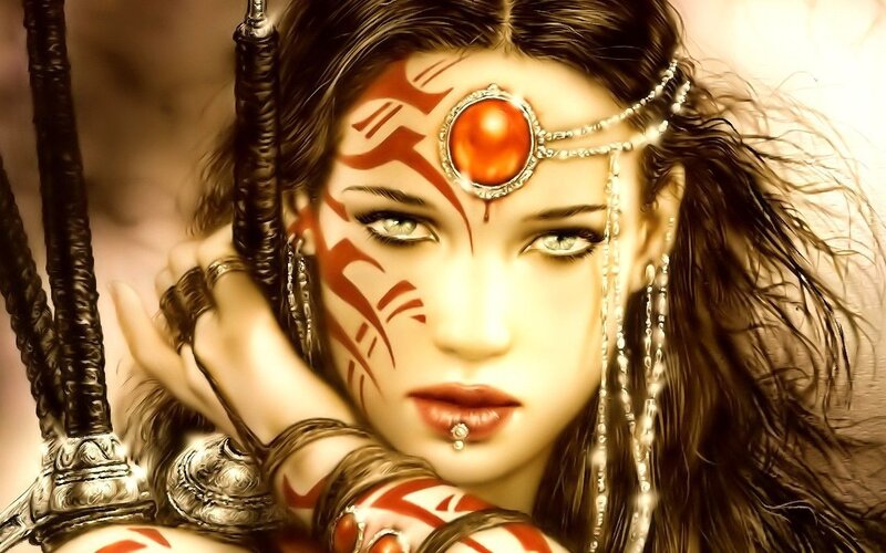 woman with tribal face paint