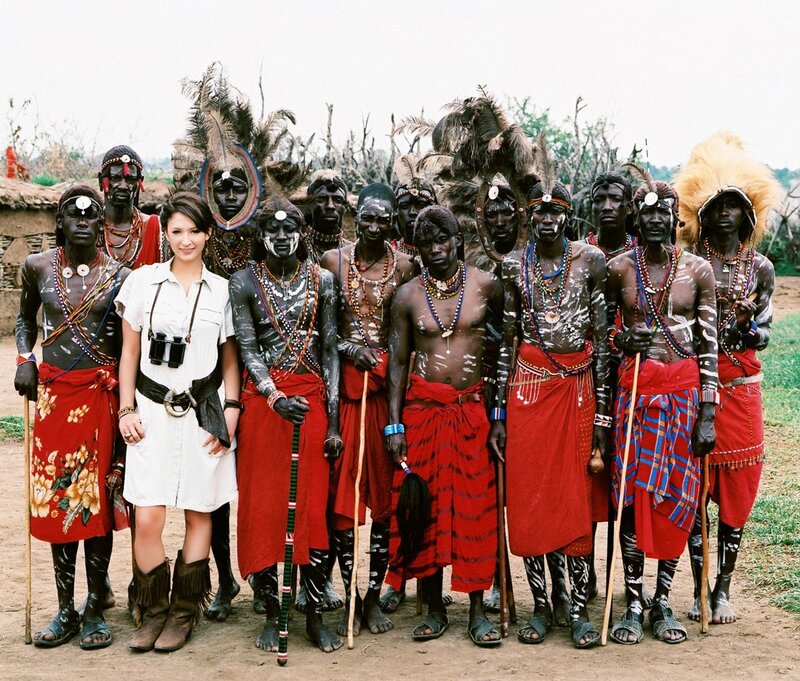 woman with tribal warriors