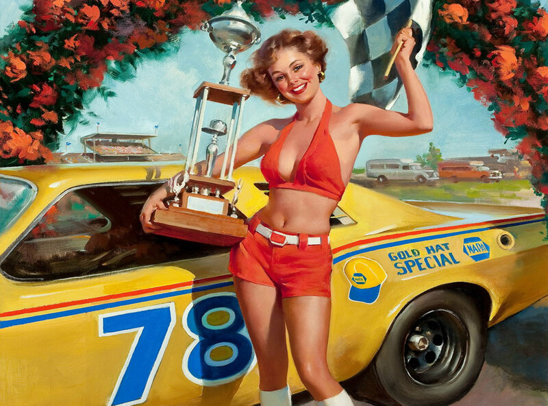 Woman with Trophy and Car — Yellow