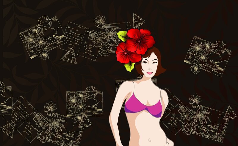 woman with tropical flowers