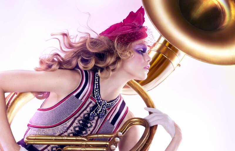 Woman with Tuba — Pink