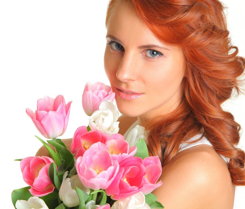 Woman with Tulips — Pink