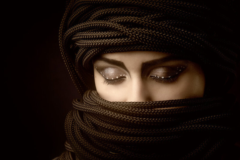 woman with turban and makeup