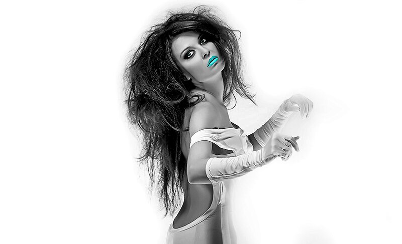 Woman with Turquoise Lips