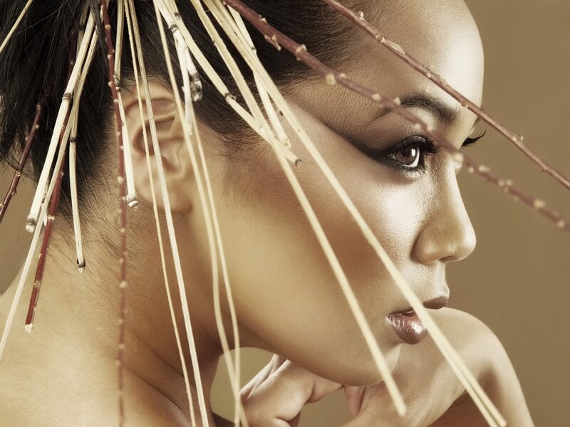 woman with twig headpiece