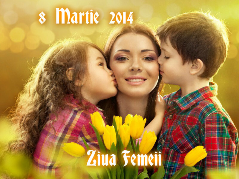 Woman with Two Children — Yellow