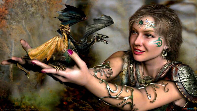 Woman with Two Dragons — Brown