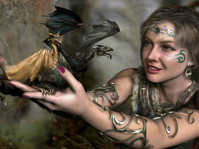 Woman with Two Dragons