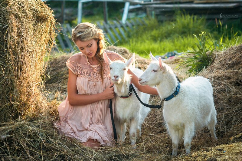 Woman with Two Goats