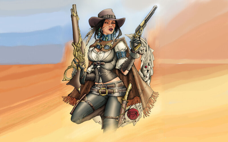 Woman with Two Guns — Brown