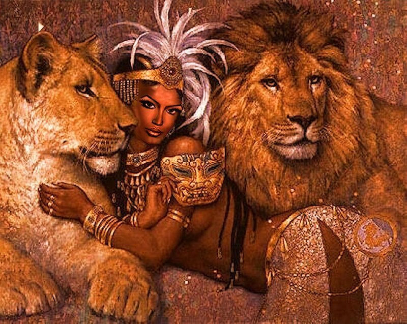 Woman with Two Lions