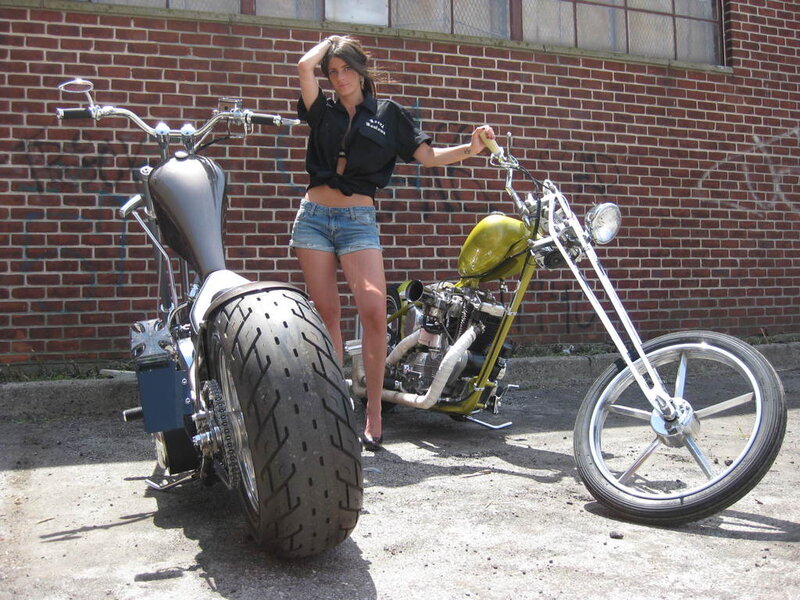 Woman with Two Motorcycles