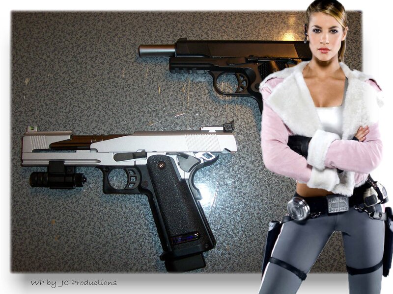 woman with two pistols