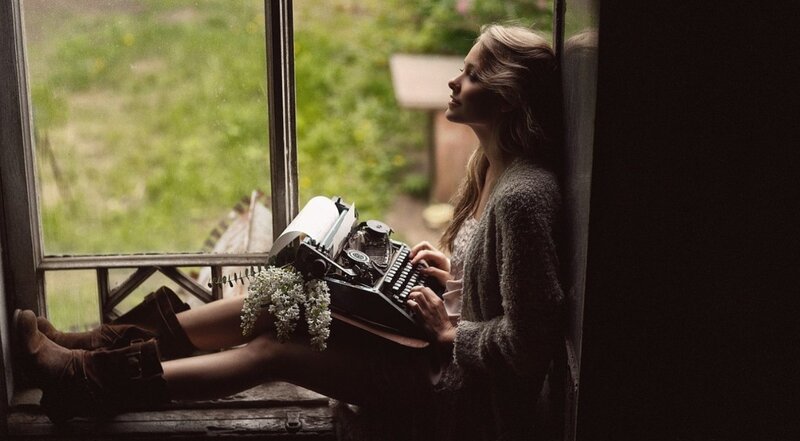Woman with Typewriter — Brown