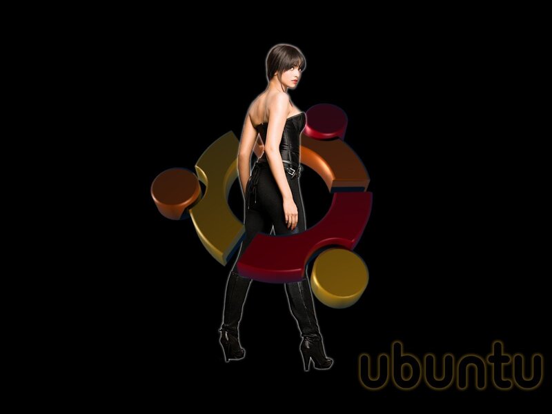 woman with ubuntu logo