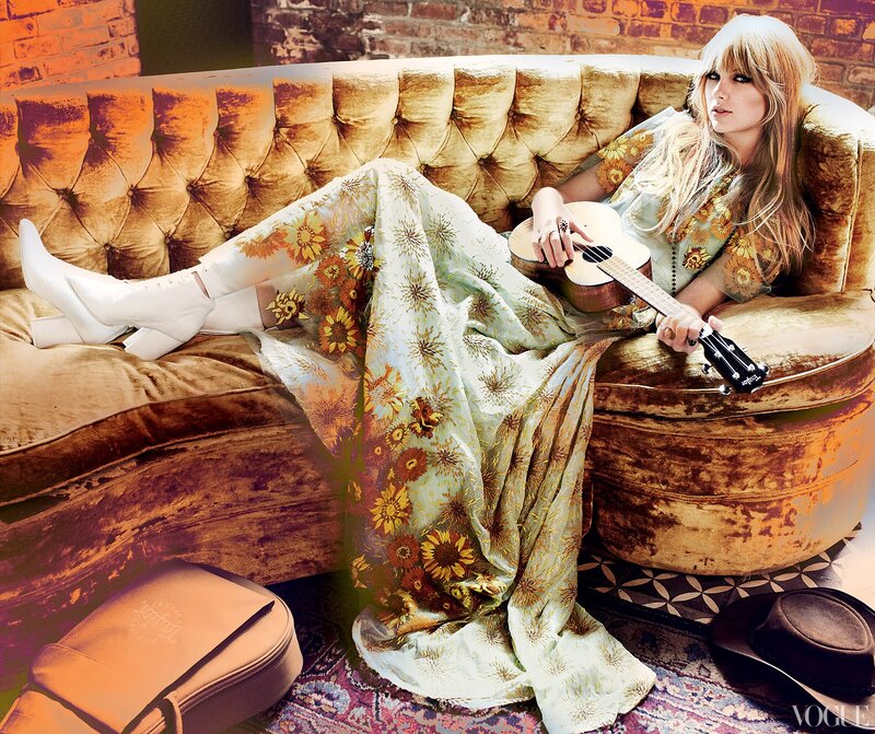 Woman with ukulele on couch