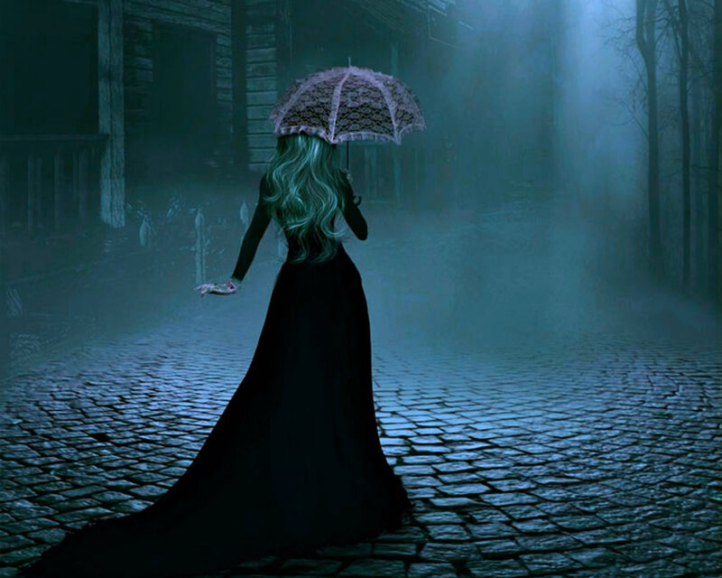 Woman with Umbrella — Black, Mysterious