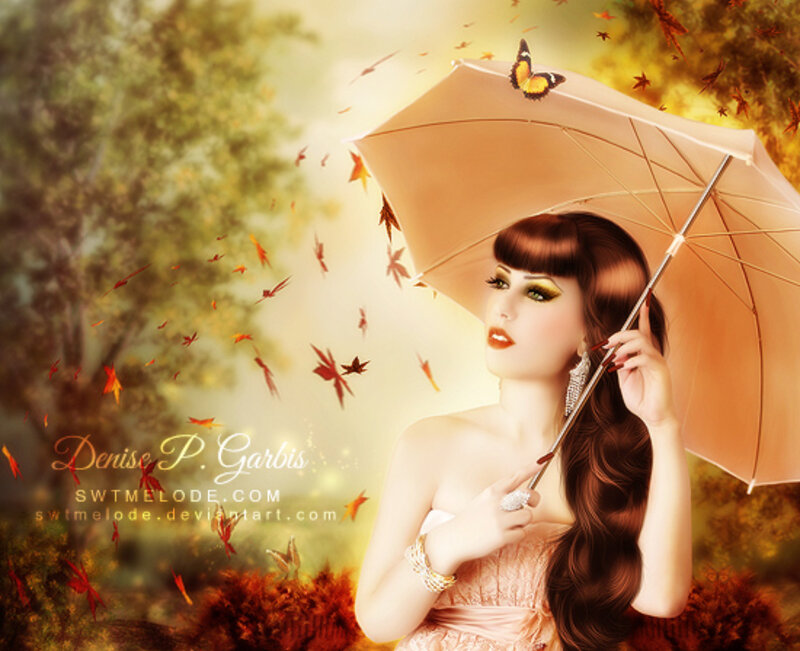Woman with Umbrella — Brown, Serene