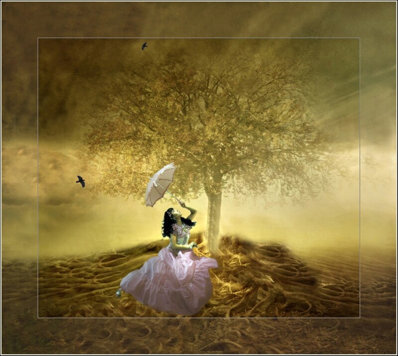 Woman with Umbrella — Gold, Dreamy