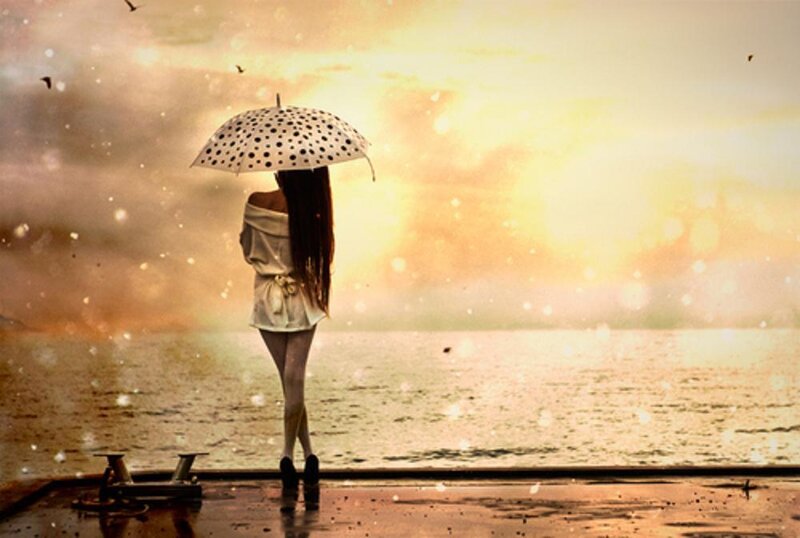 Woman with Umbrella — Gold