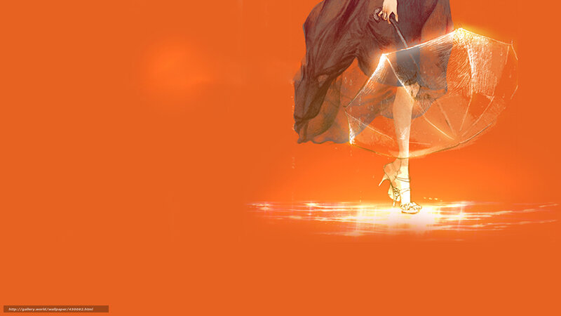 woman with umbrella in orange