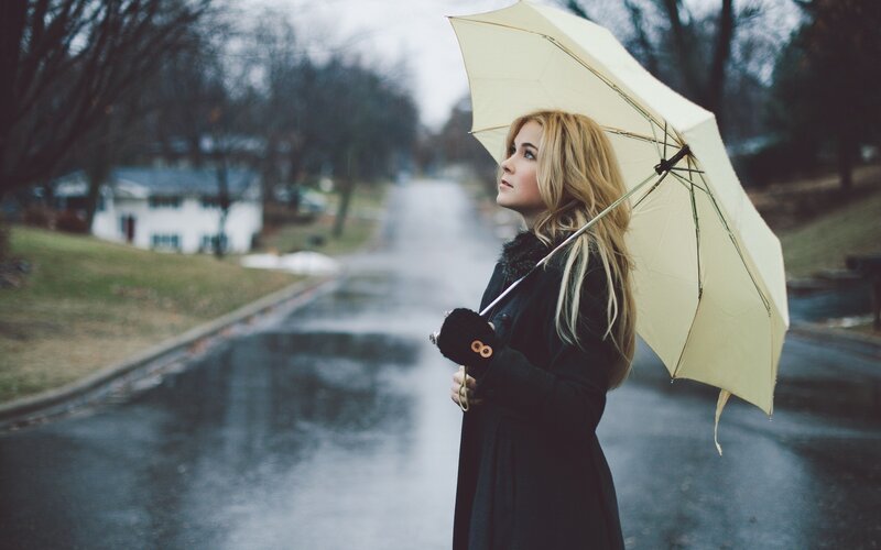 woman with umbrella in rain
