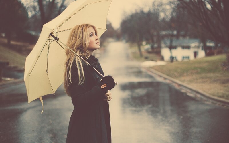 woman with umbrella in rain