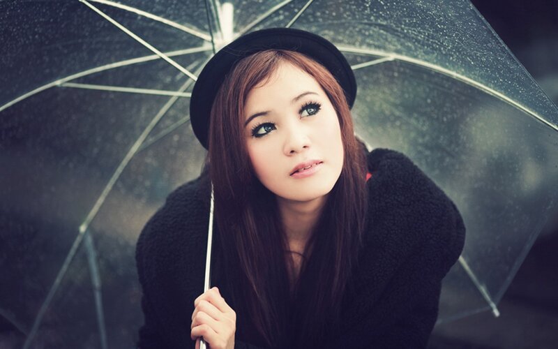 woman with umbrella in rain