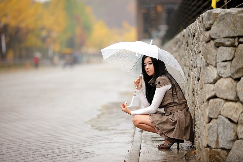 Woman with umbrella in rain