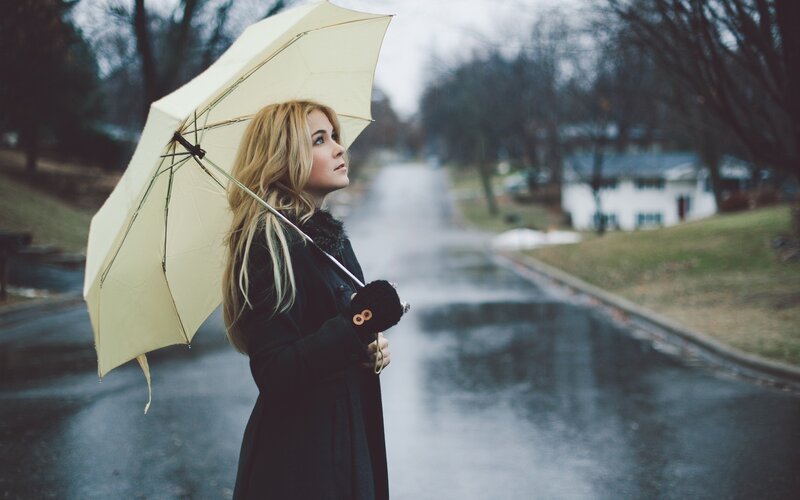 woman with umbrella in rain