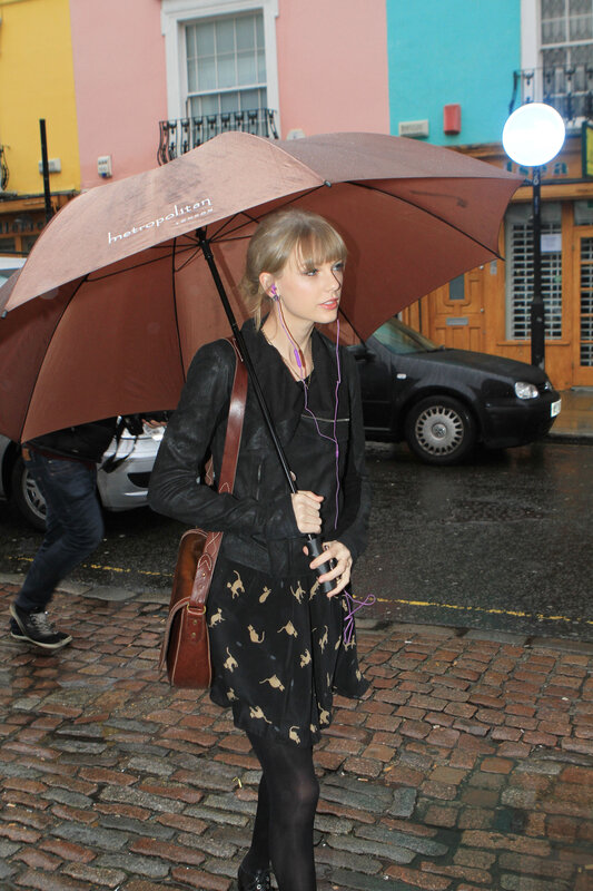woman with umbrella on street