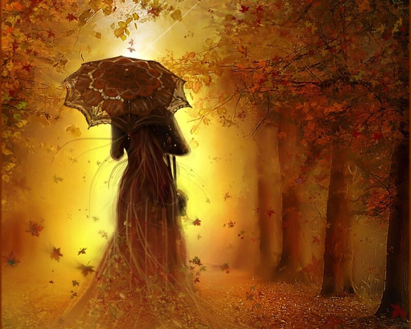 Woman with Umbrella — Orange