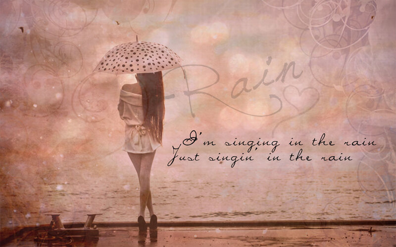 Woman with Umbrella — Pink, Melancholic