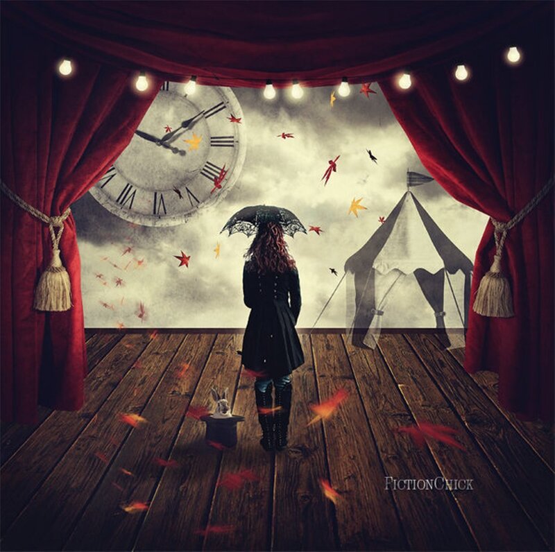 Woman with Umbrella — Red, Dramatic