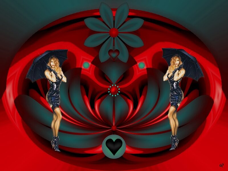 Woman with Umbrella — Red