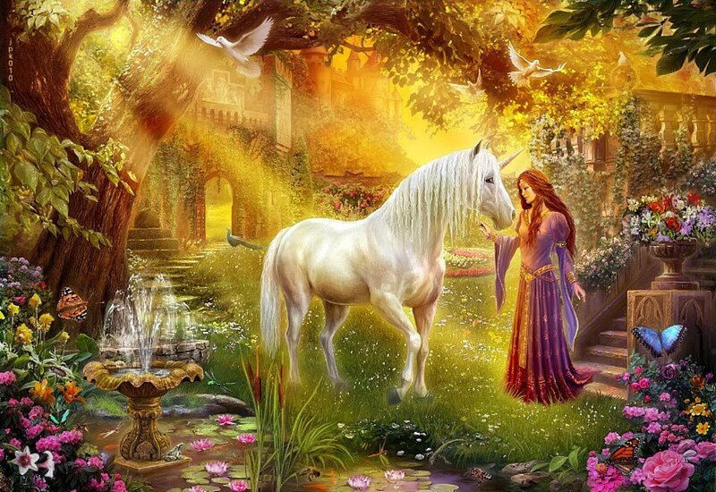 Woman with Unicorn — Gold