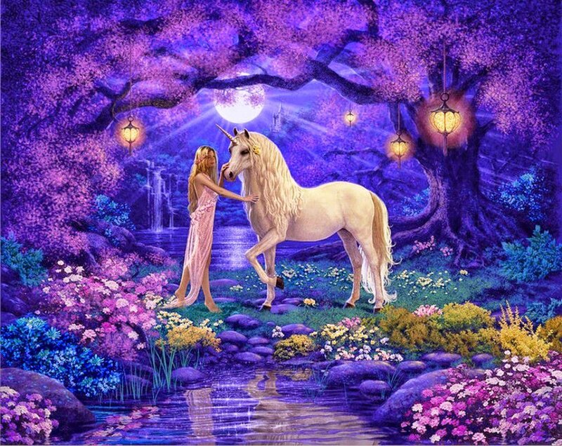 Woman with Unicorn — Purple, Magical