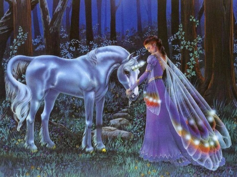 Woman with Unicorn — Purple